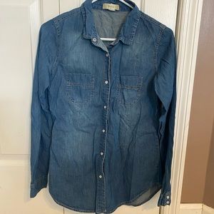 Denim button down long sleeve top